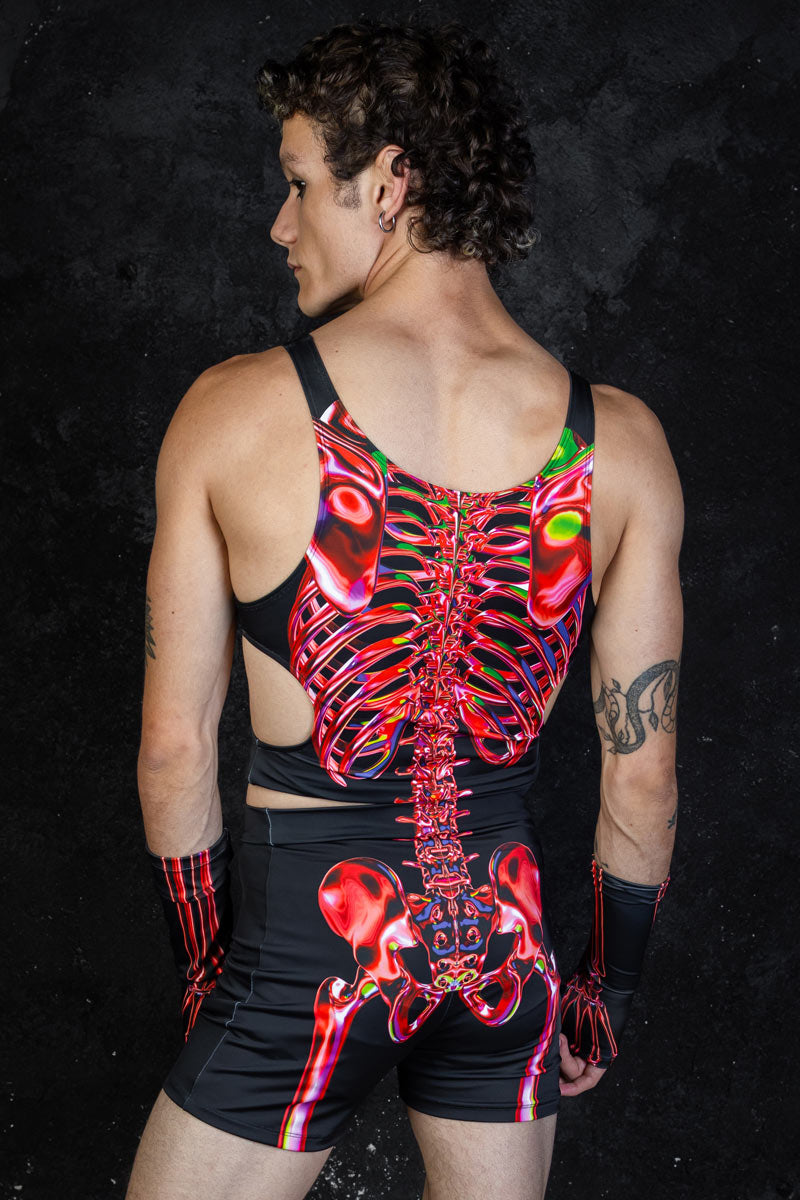 Ruby Skeleton High Waisted Men Shorts Back View