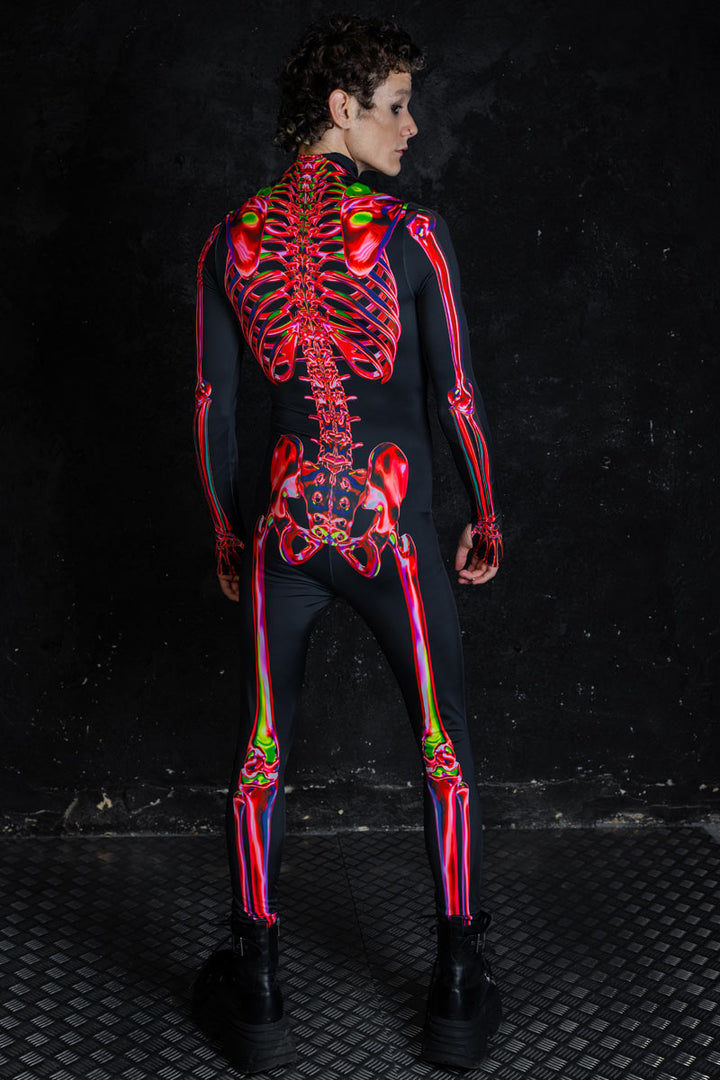 Red Ruby Skeleton Men Full Body Costume for Halloween | Devil Walking