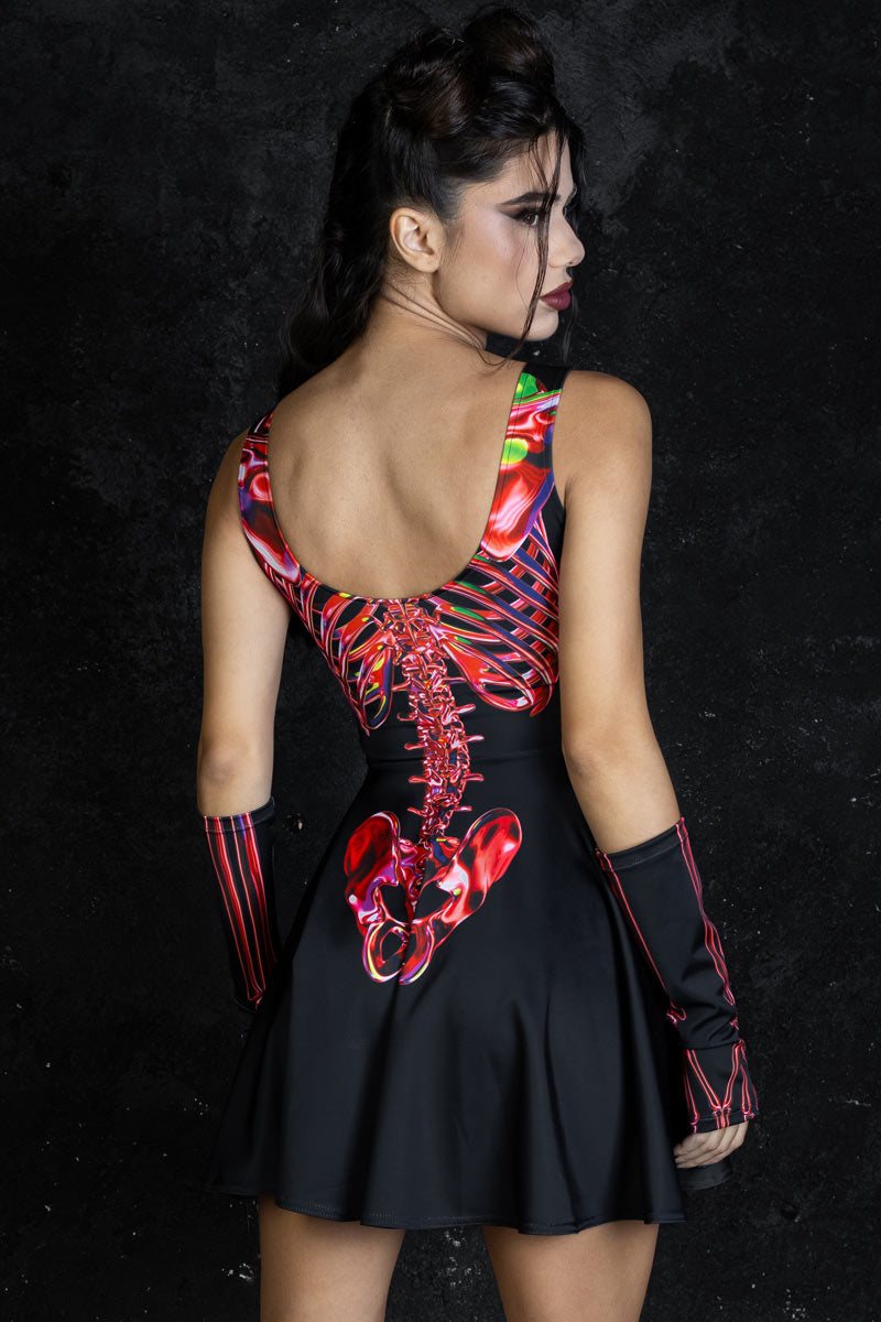 Ruby Skeleton Skater Dress Back View