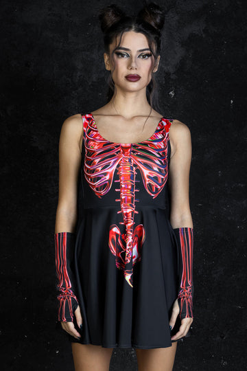 red skeleton dress Play Dead in Red