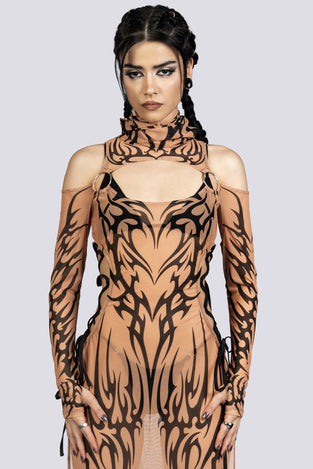 Sandstorm Lace Up Maxi Mesh Dress Festival Wear