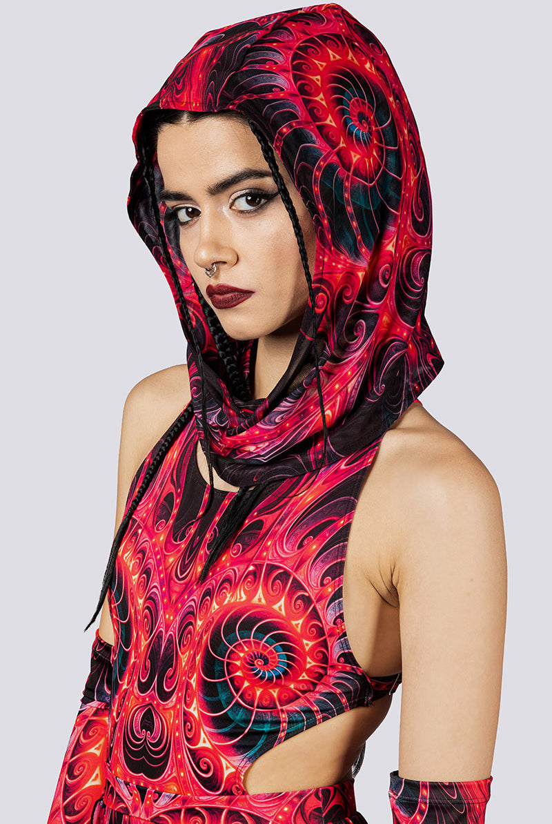 Scarlet Enigma Rave Hood Close View