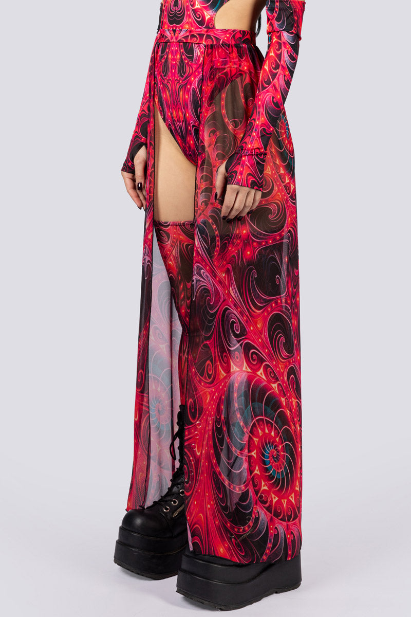 Scarlet Enigma Sheer Maxi Skirt Close View