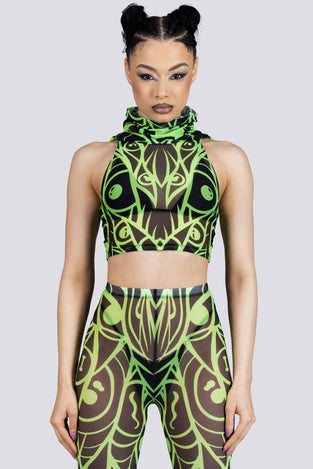 Rave Outfit See U Mesh Flared Pants Set