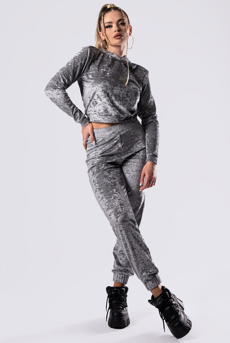 silver-fox-cropped-hoodie-grey-velvet-front-view
