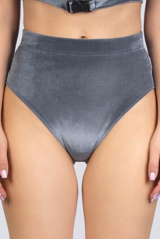 Silver Sass Booty Shorts - Gray Velvet Stripper Outfit