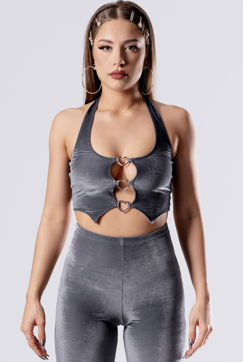 silver-sass-triple-ring-halter-top-close-view