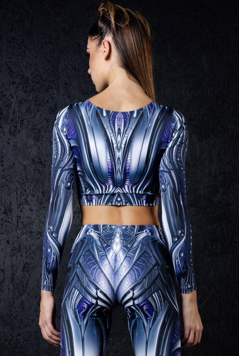 silversteel-warrior-long-sleeve-crop-top-back-view