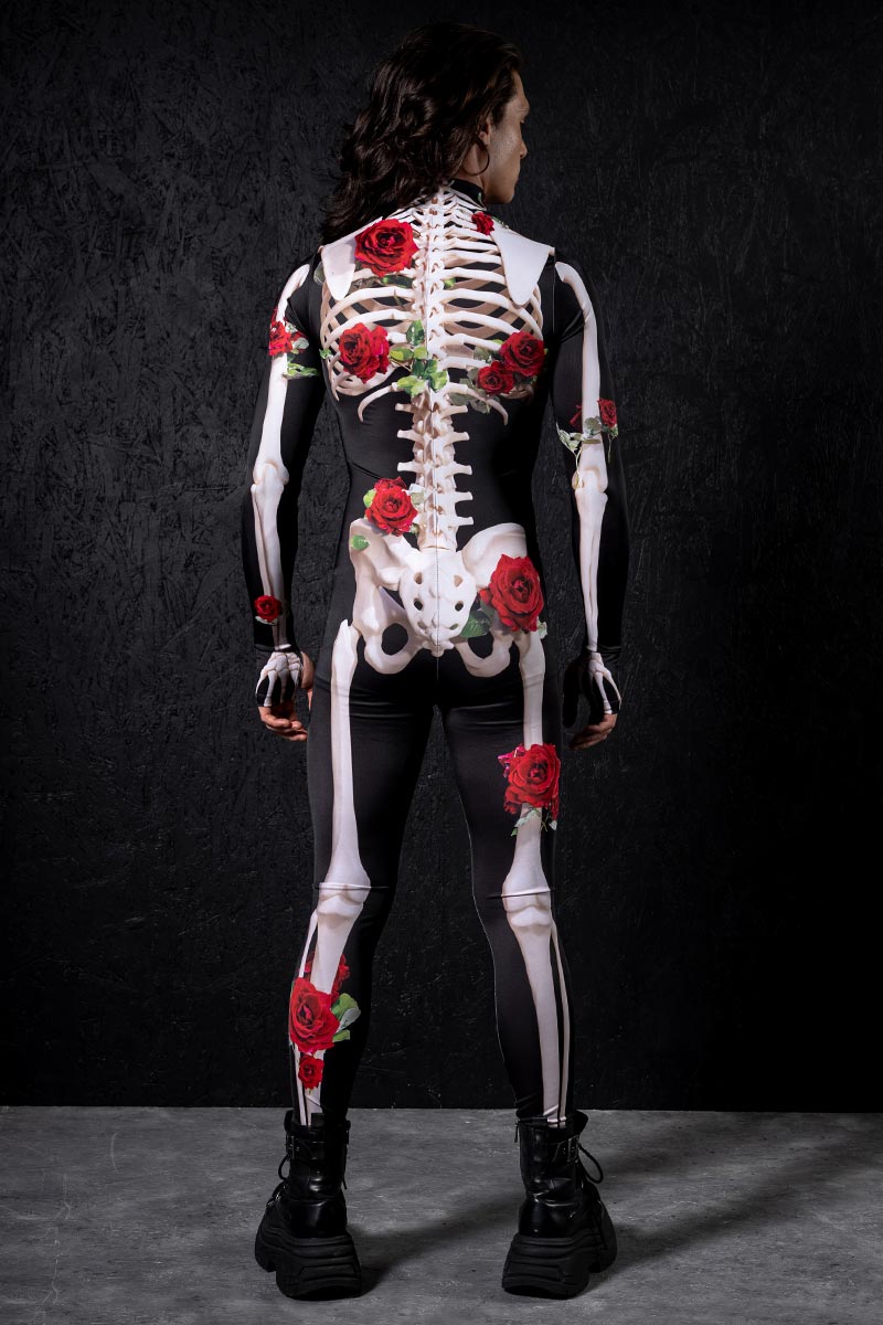 Skeleton & Roses Men's Costume Back View