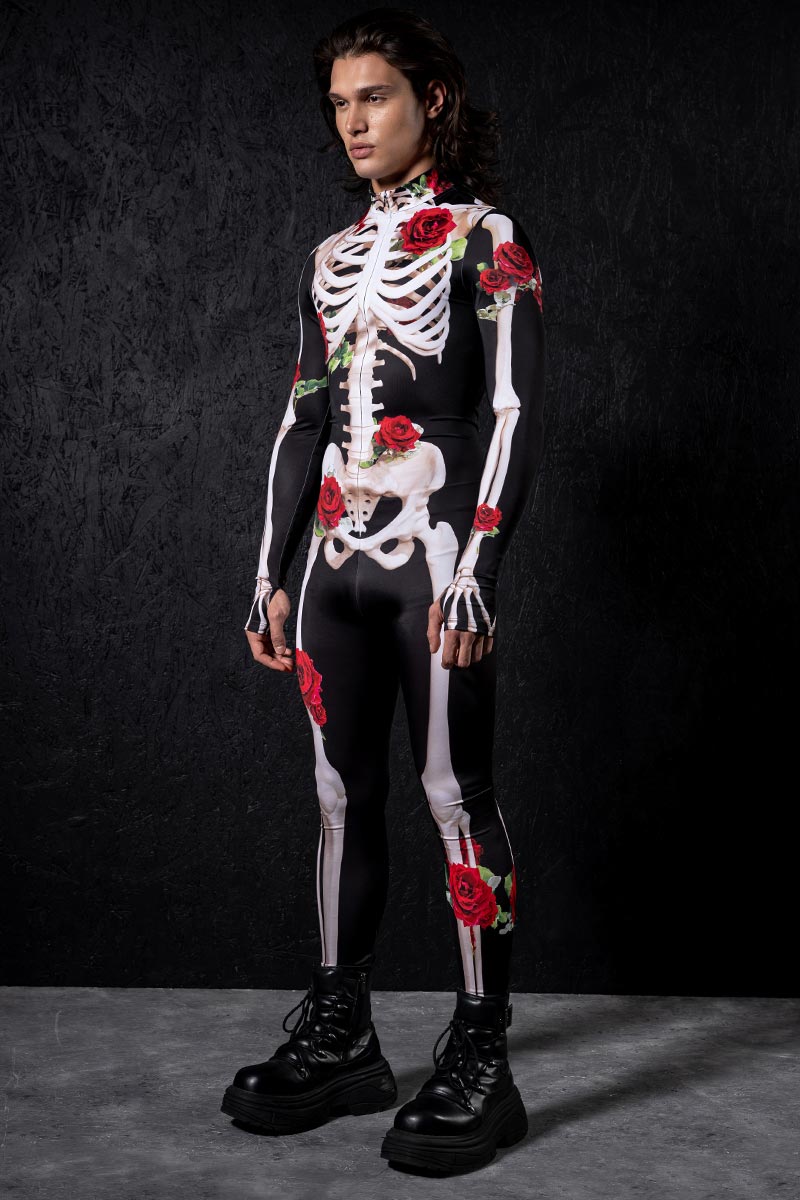 Skeleton & Roses Men's Halloween Costume for Day of the Dead