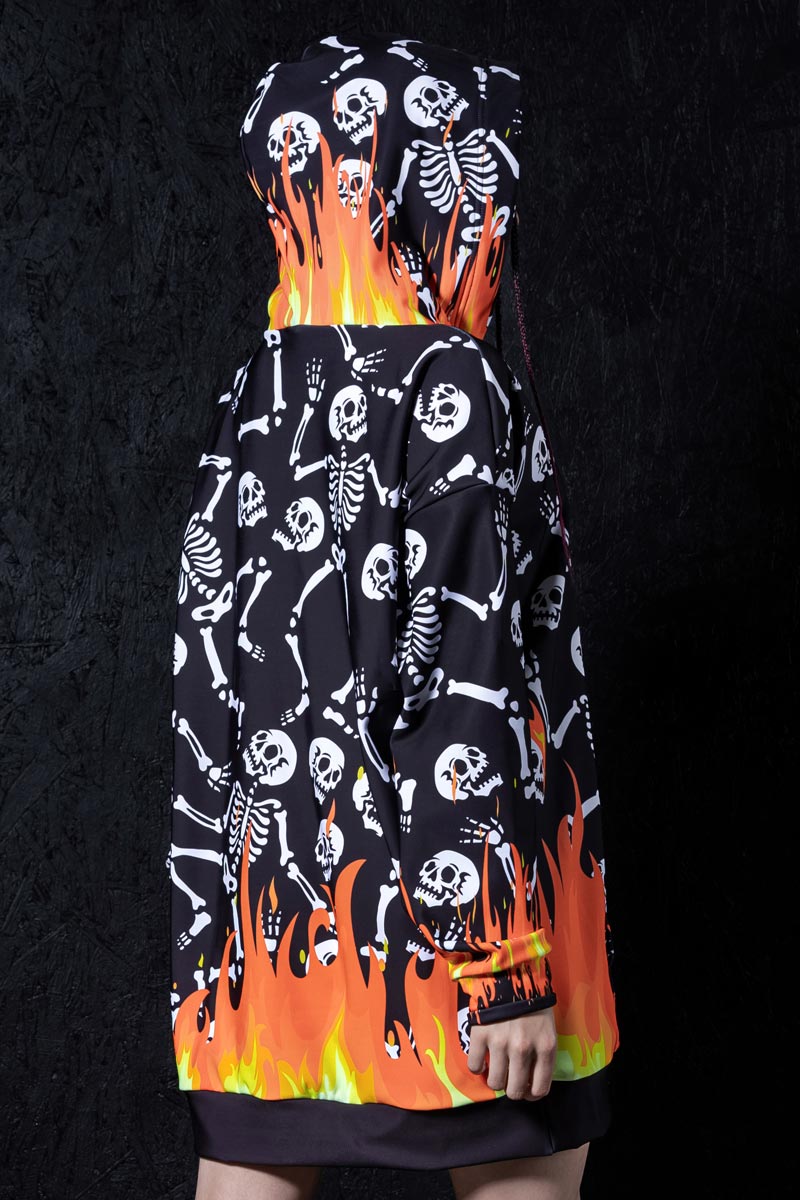 Skeletons in Hell Super Oversized Hoodie Side View