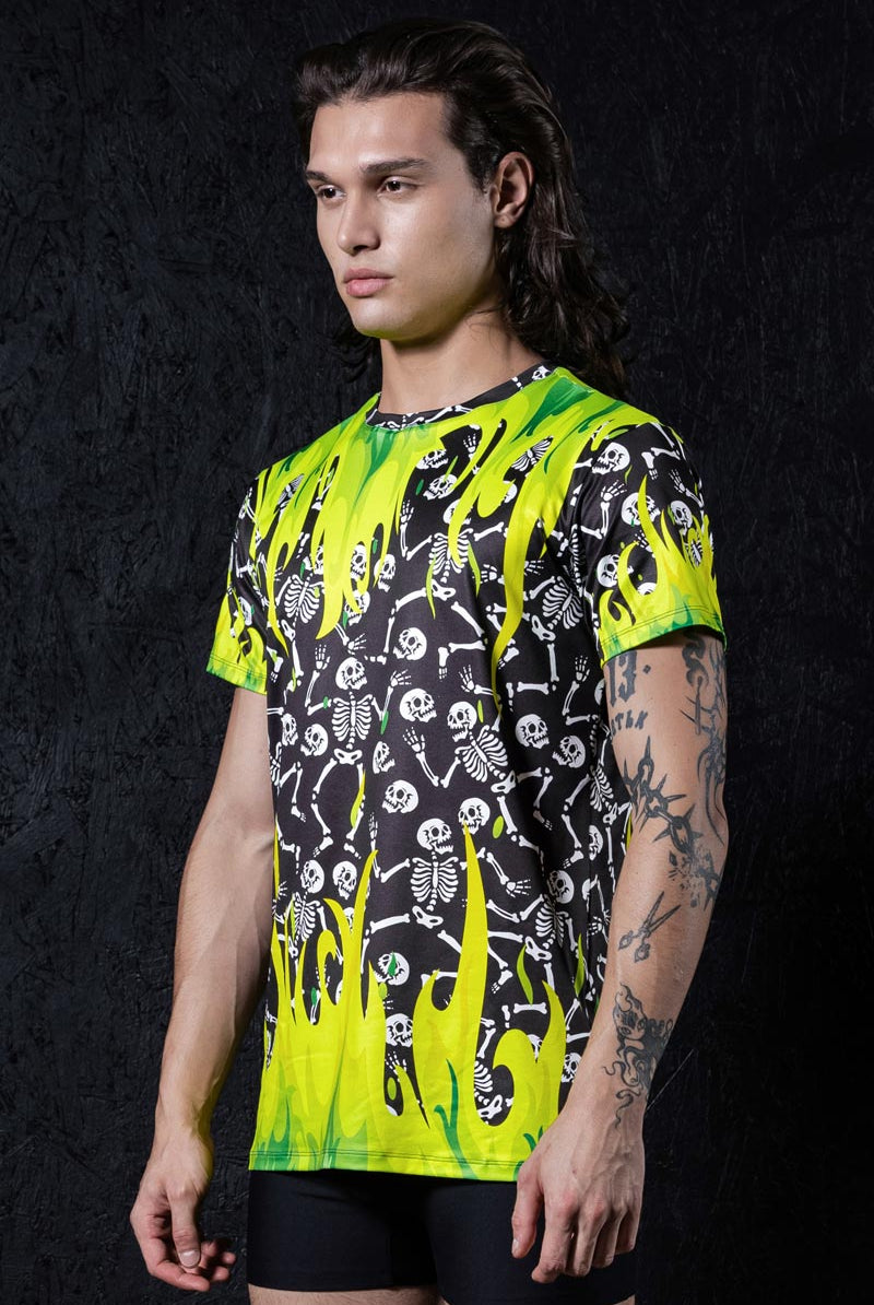 Skeletons in Wildfire Male Tee Side View