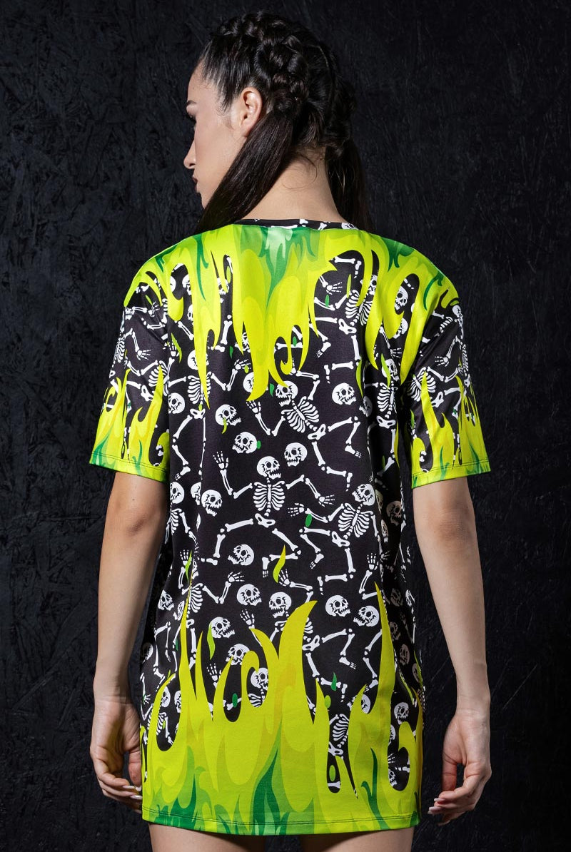 Skeletons in Wildfire Oversized Tee Dress Back View
