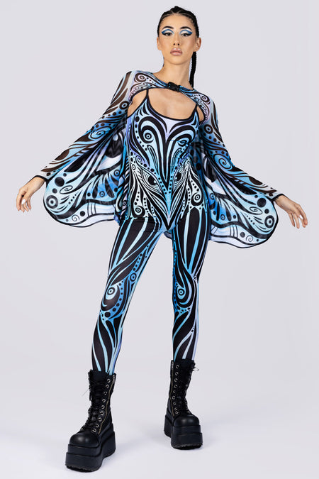 Rave Outfit Sky Dancer Sleeveless Catsuit With Straps Front View