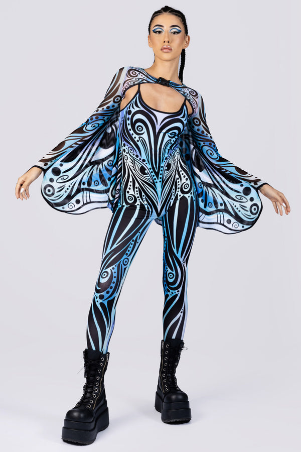 Rave Outfit Sky Dancer Sleeveless Catsuit With Straps Front View