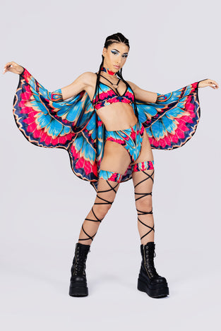 Rave Outfit Skypetal Fae High Cut Booty Shorts Set Front View