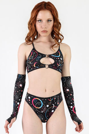 Rave Outfit Solar Eclipse High Cut Booty Shorts Set Front View