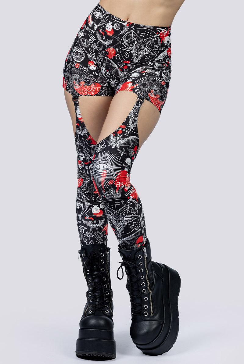 Spellcraft Garter Leggings Close Up Goth Clothing