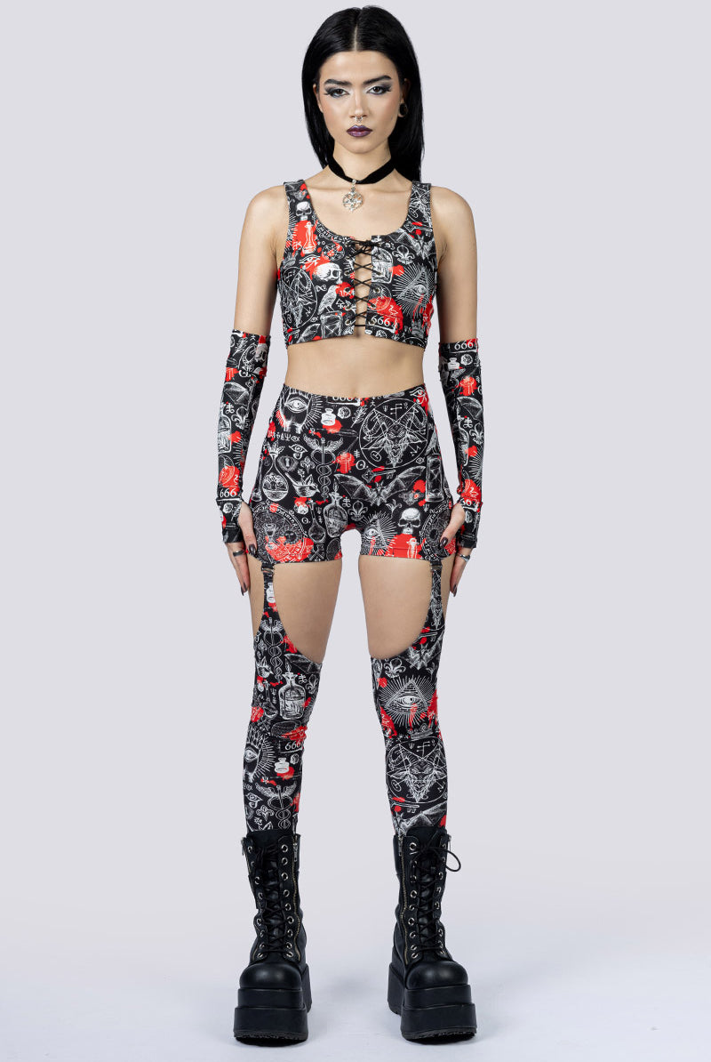 Spellcraft Garter Leggings Front Gothic Clothing