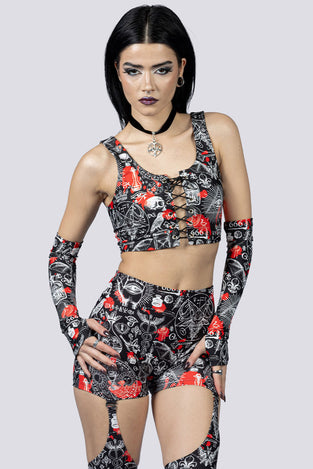 Spellcraft Garter Leggings Set Close Up Goth Clothing