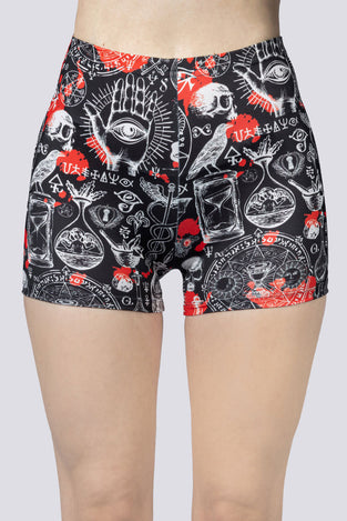 Spellcraft High Waisted Shorts Close Up Goth Clothing