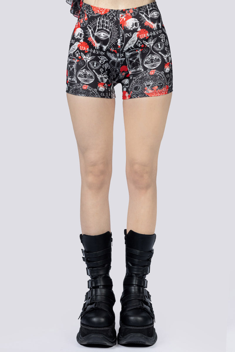 Spellcraft High Waisted Shorts Set Close Up Gothic Clothing