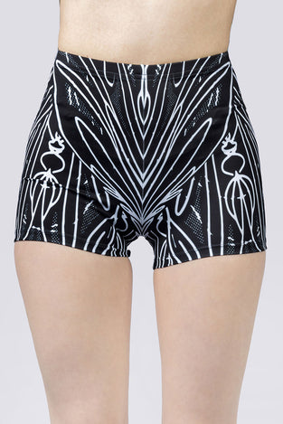 Spellwoven High Waisted Shorts Close Up Goth Clothing