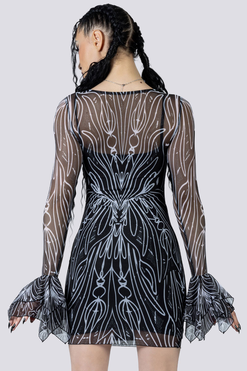 Spellwoven Mini Bodycon Dress Back Goth Fashion