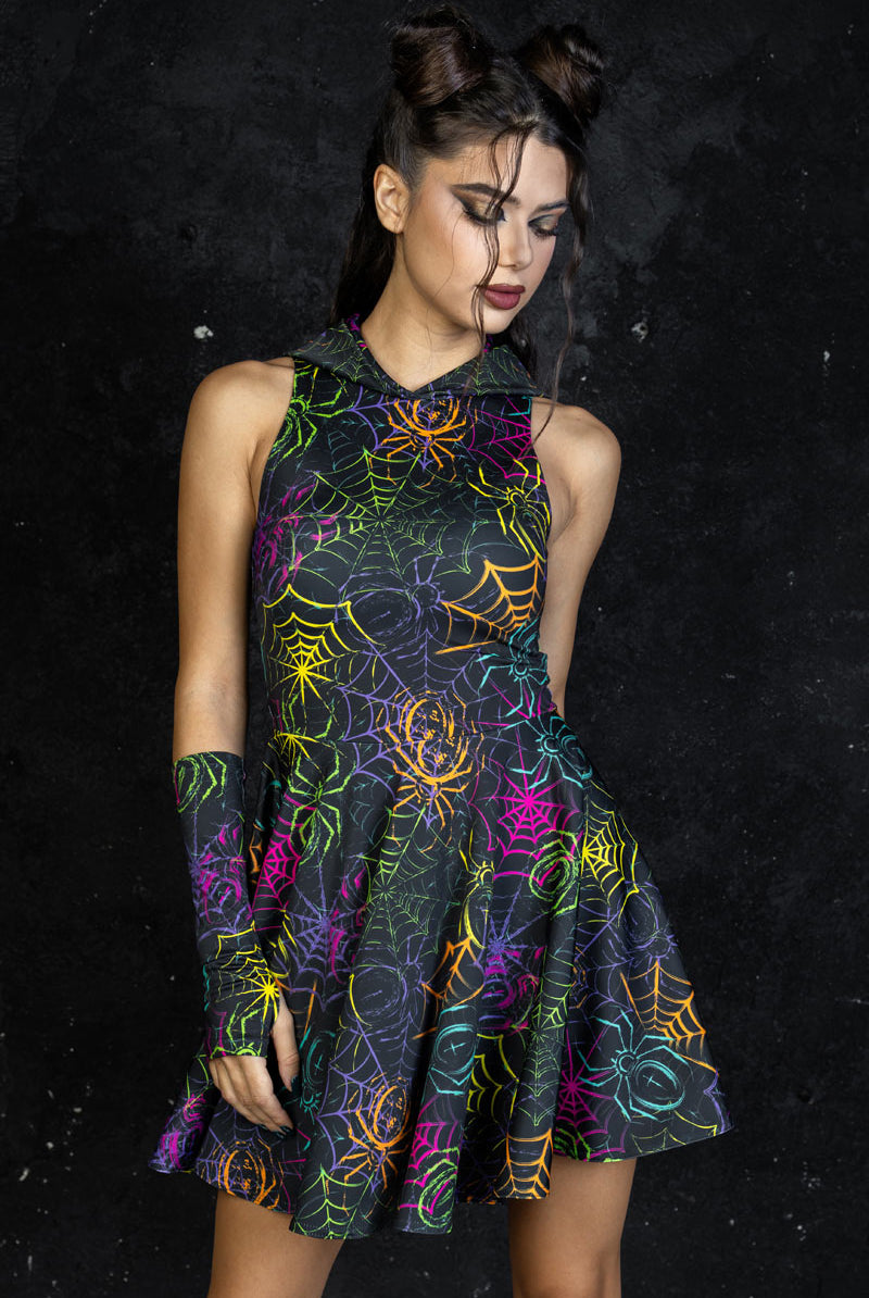 Spider Den Hoodie Skater Dress