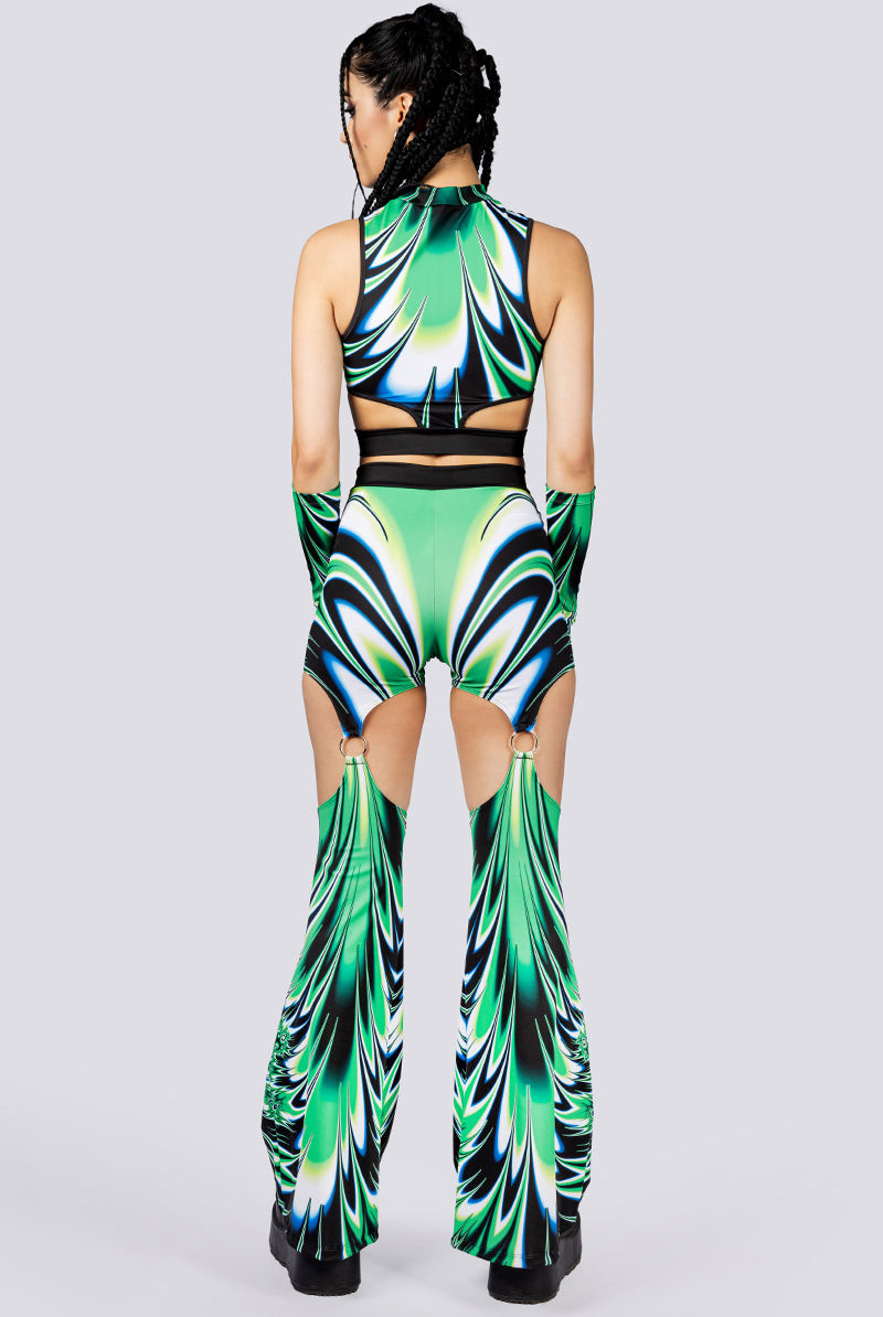 Spiky Succulent Cut Out Front Zip Top Back View