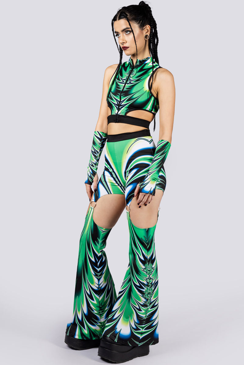 Spiky Succulent Cut Out Front Zip Top Side View