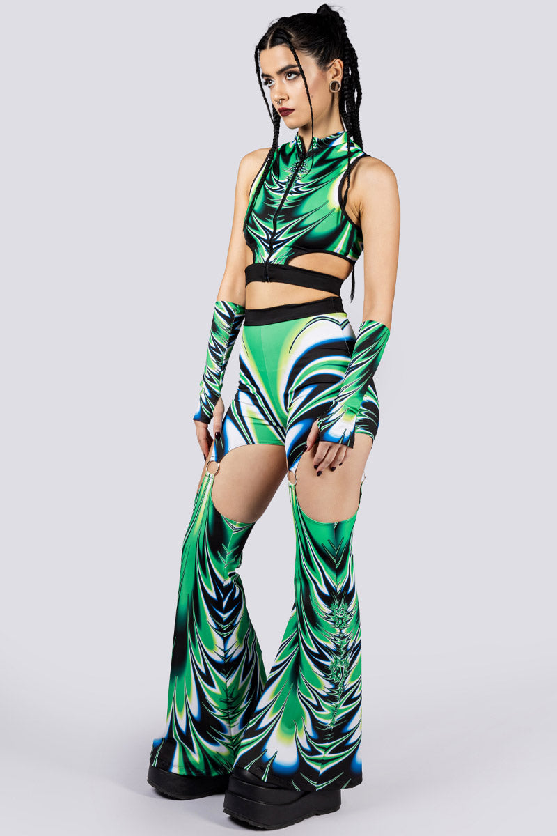 Spiky Succulent Cut Out Front Zip Top Side View