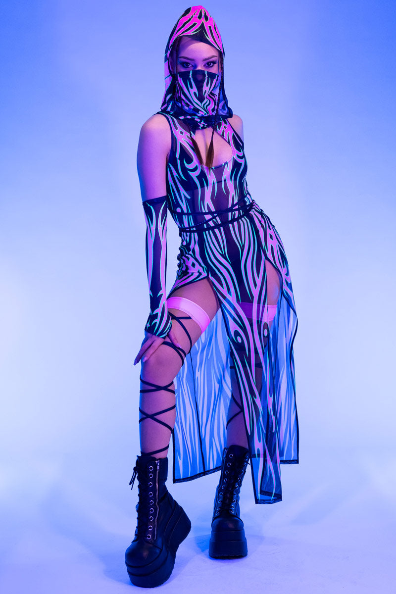 mesh dress outfits Spirit Dancer Hooded Mesh Dress