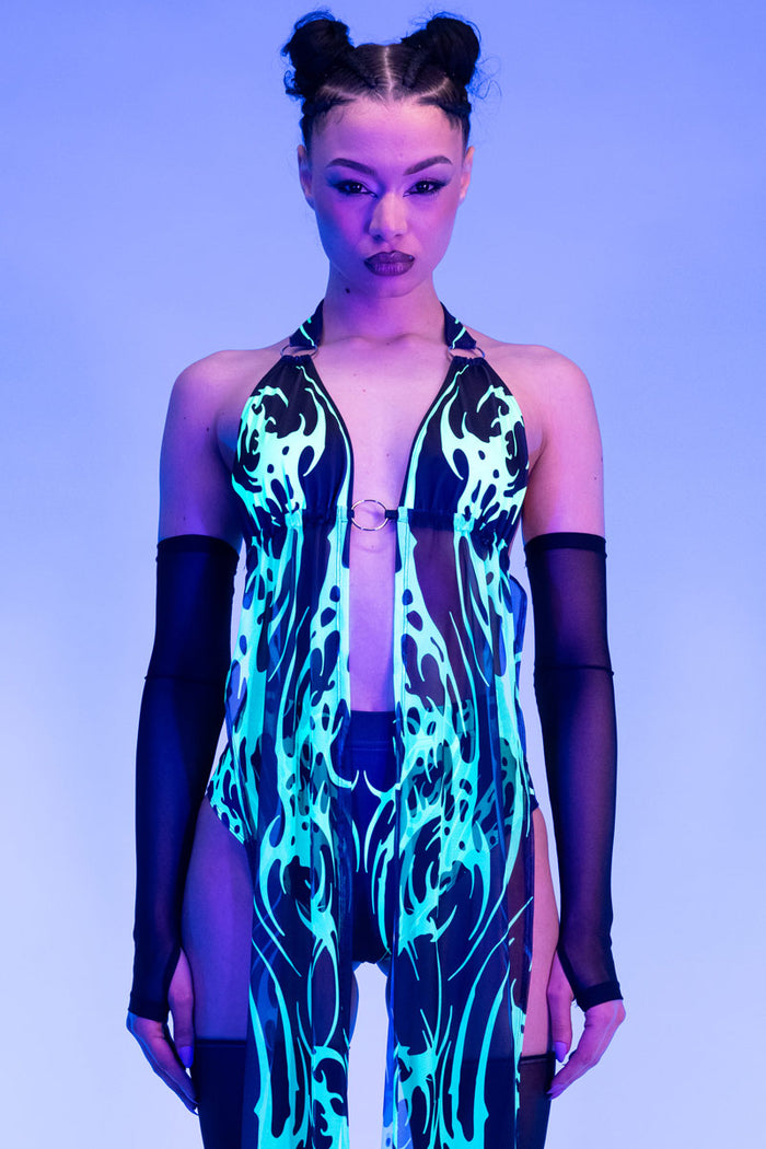 Rave Outfit Spirit Distortion Maxi Scarf Top Set