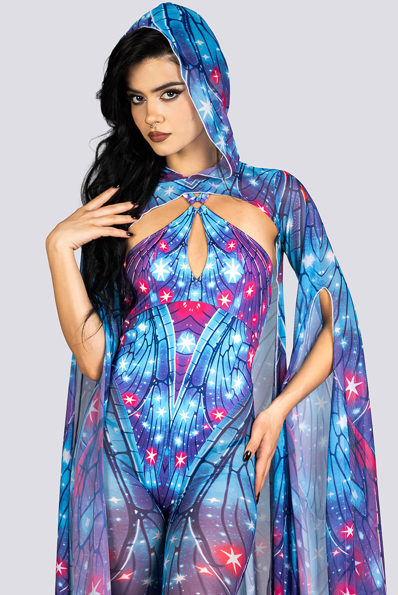 Stardust Fairy Bell Bottom Mesh Jumpsuit Rave Halloween Costume