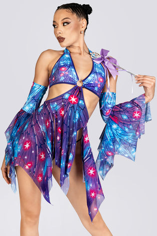 Stardust Fairy Cut Out Handkerchief Dress Rave Halloween Outfit