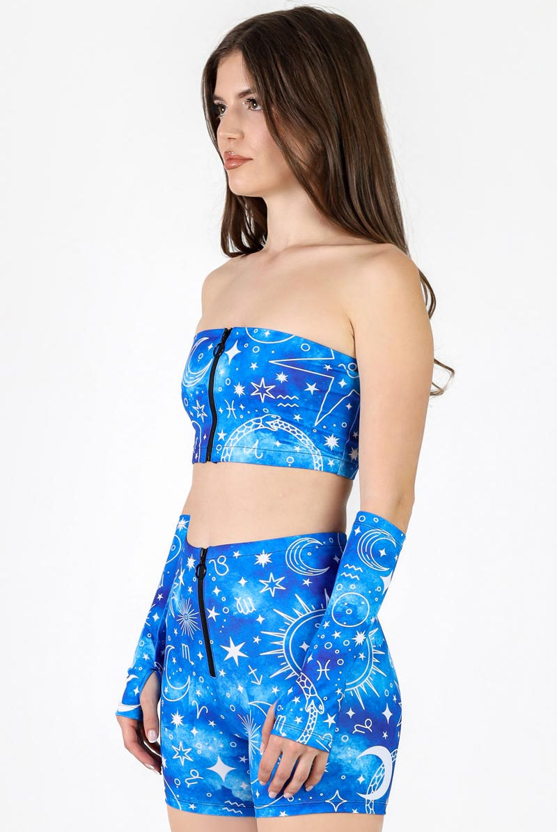 Starry Skies Front Zip Biker Shorts Set Side View