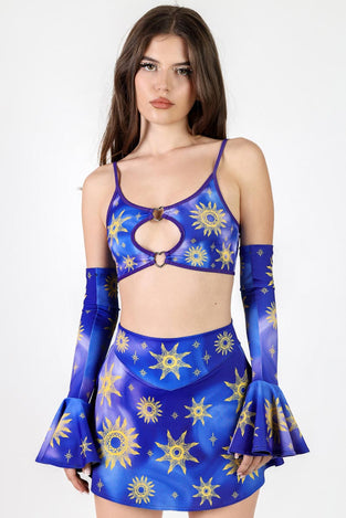 Rave Outfit Sun Dance High Waisted Skort Set Front View