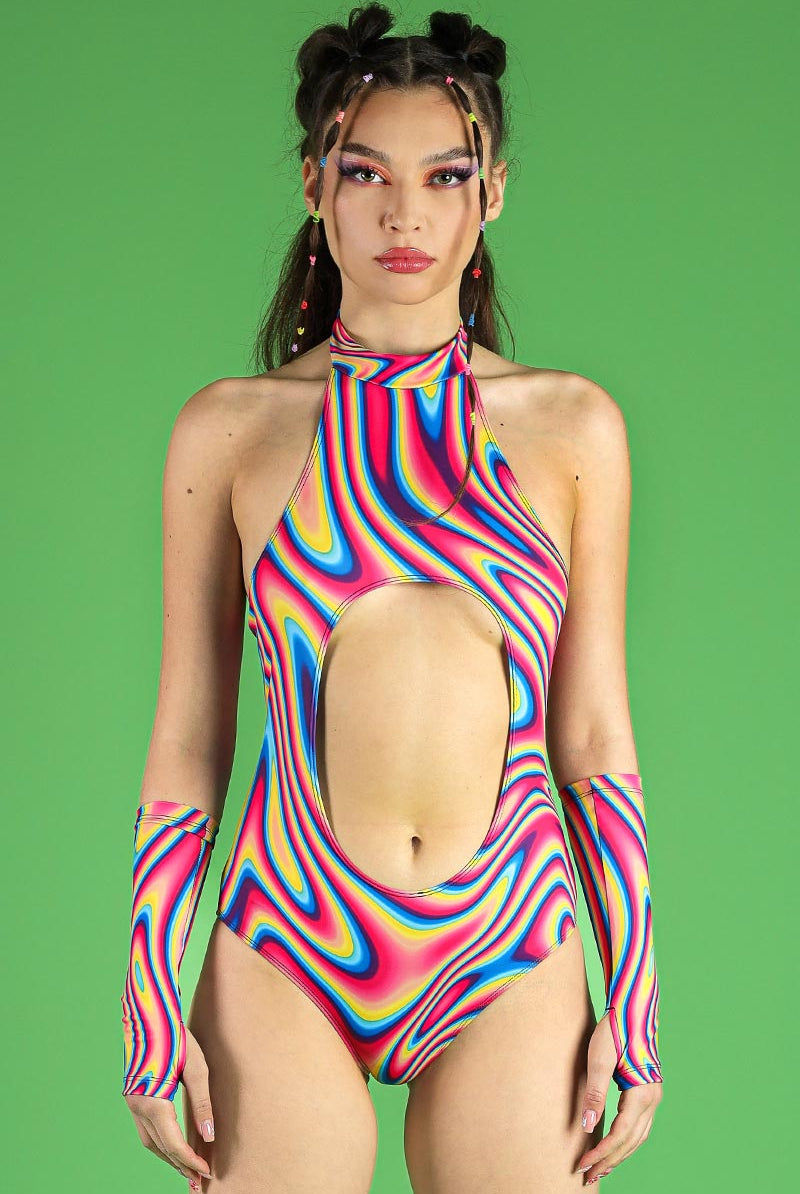 Sunset Mirage Cut Out Bodysuit Front View