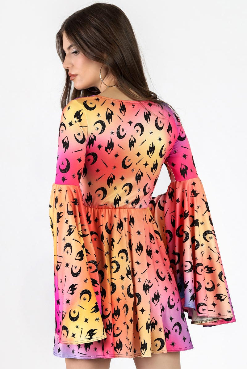 Sunset Sorcery Front Tie Knot Dress Back View