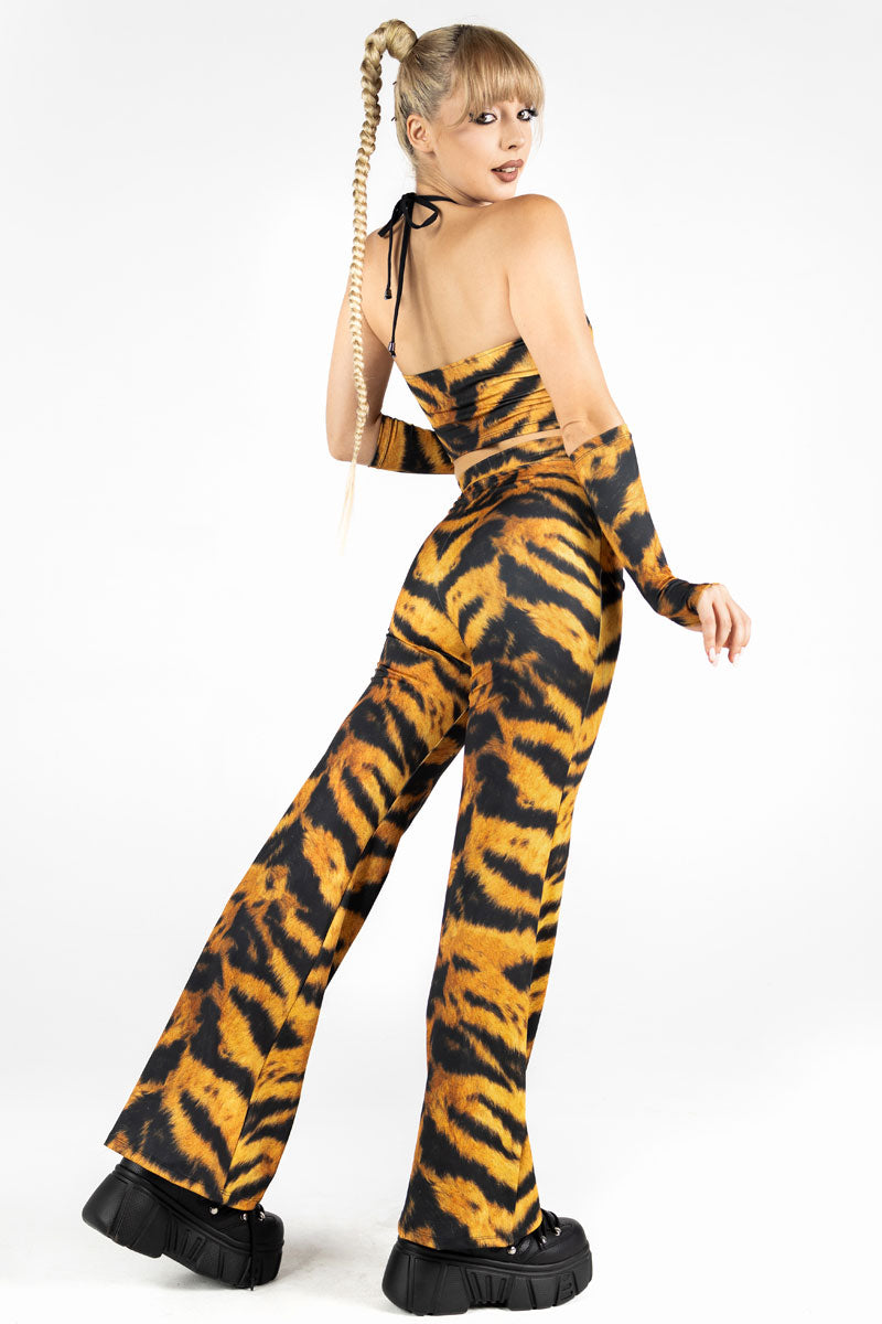 Tiger Cut Out Flare Pants Back View