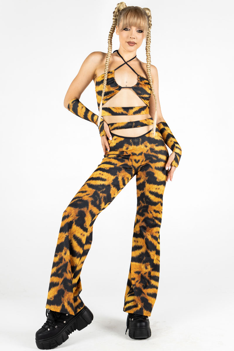 Tiger Cut Out Flare Pants Side View
