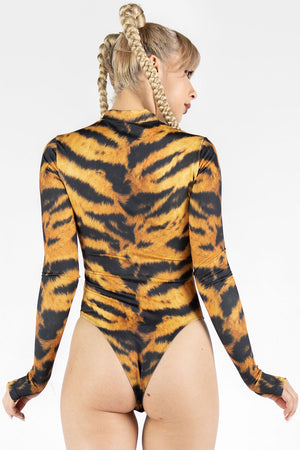 Tiger Cut Out Long Sleeved Bodysuit Back View