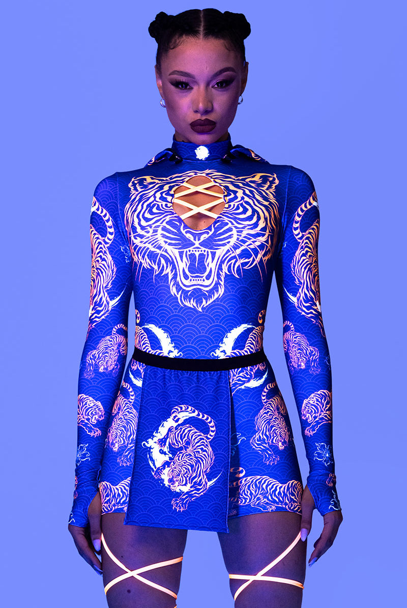 Tiger Dynasty Hooded Cut Out Romper Halloween Clothes