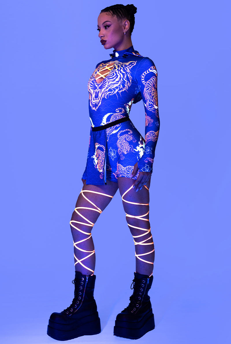 Tiger Dynasty Hooded Cut Out Romper Halloween Wear