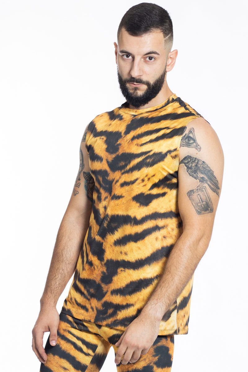 Tiger Men Sleeveless Shirt Front View