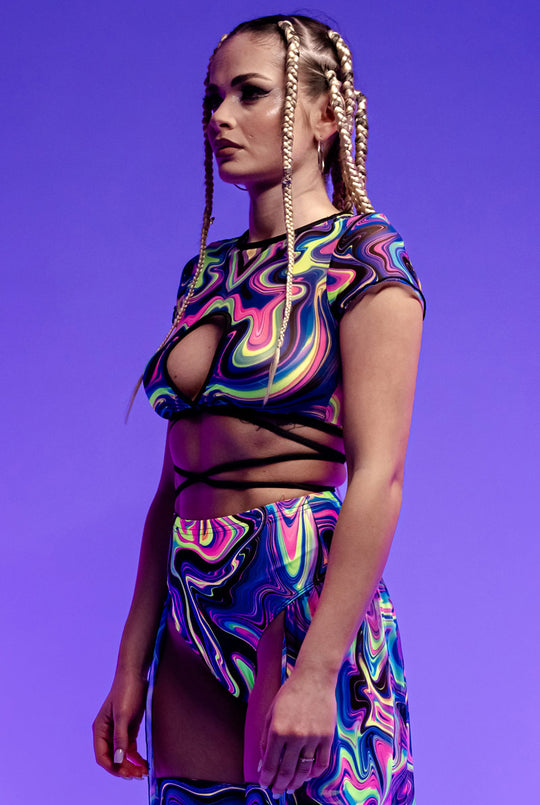Total Obsession Mesh Strappy Crop Top - Rave Top | Devil Walking