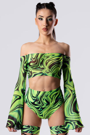 Rave Outfit Toxic Drip Shorts Set Close Front View