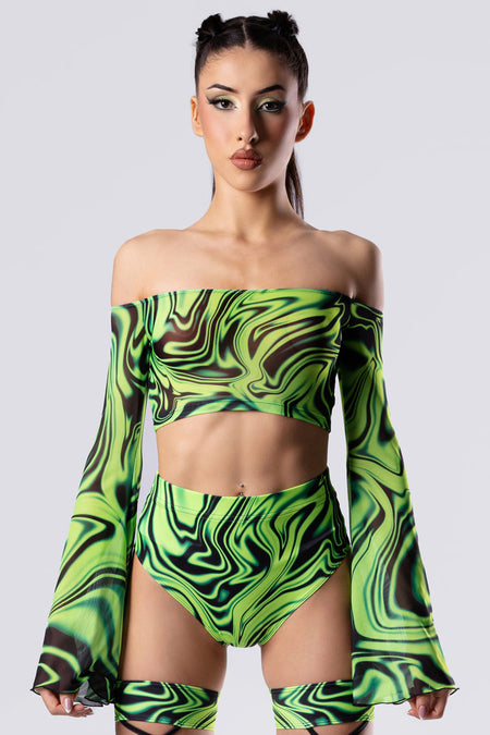 Rave Outfit Toxic Drip Shorts Set Close Front View