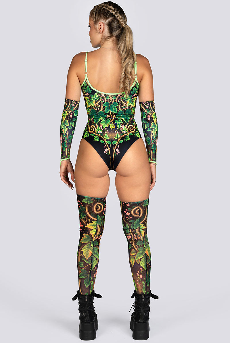 Toxic Ivy Keyhole Strappy Bodysuit Halloween Outfit